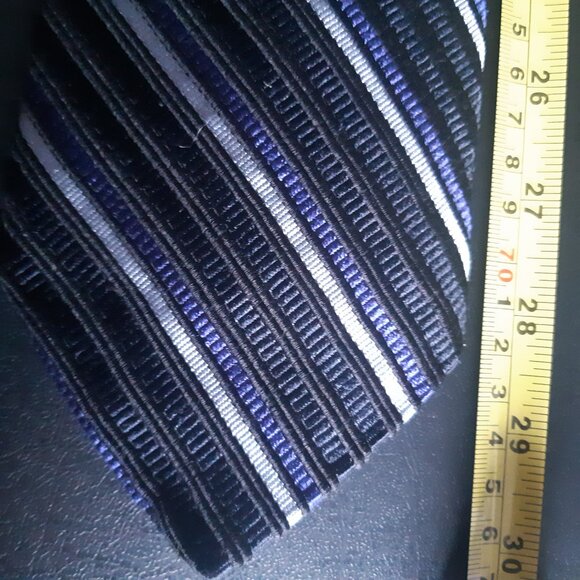 Dion Collection 100% Silk Repp Tie Blue/Black/White - Picture 13 of 13